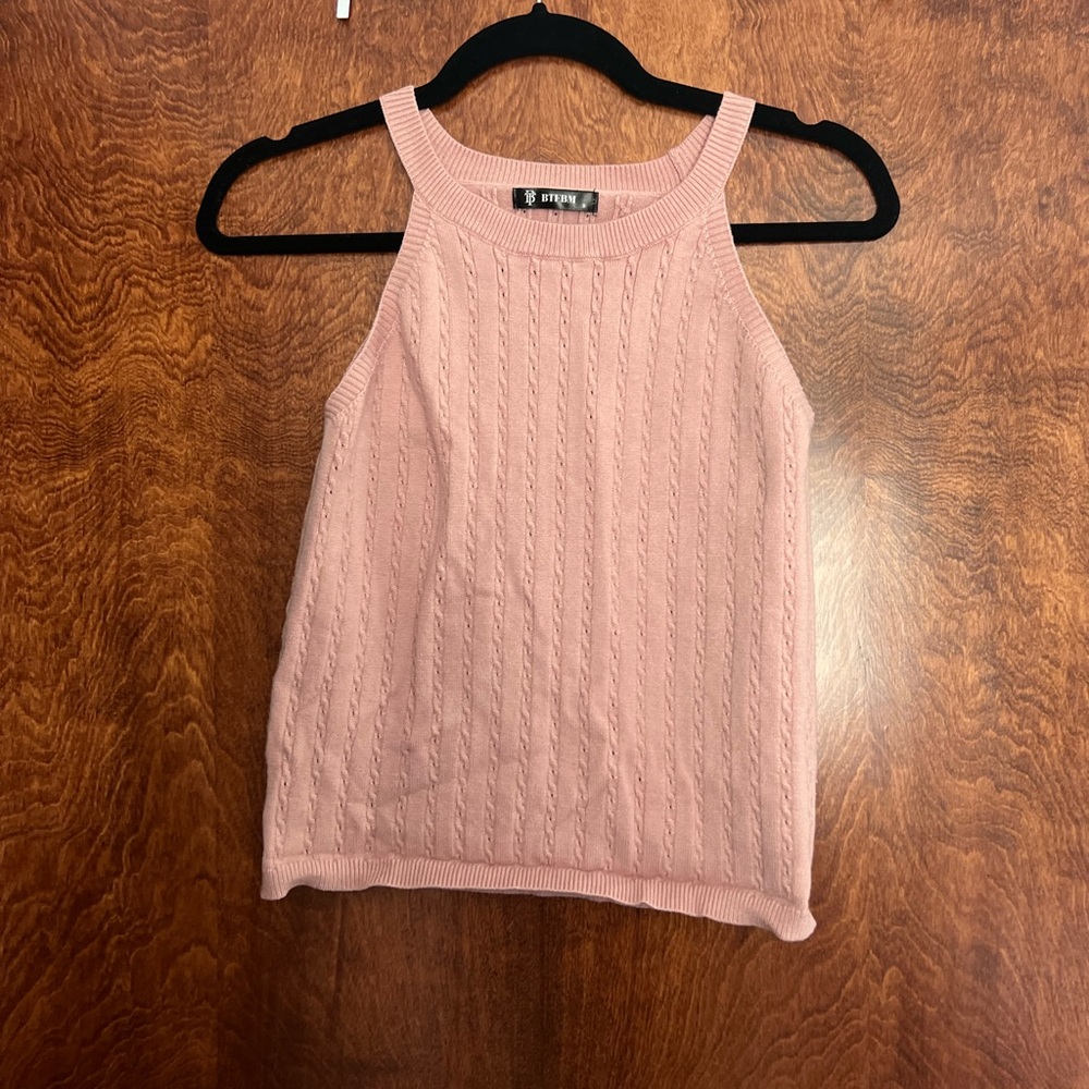BTFBM Blush Pink Cable Knit Tank Top‎ Size S